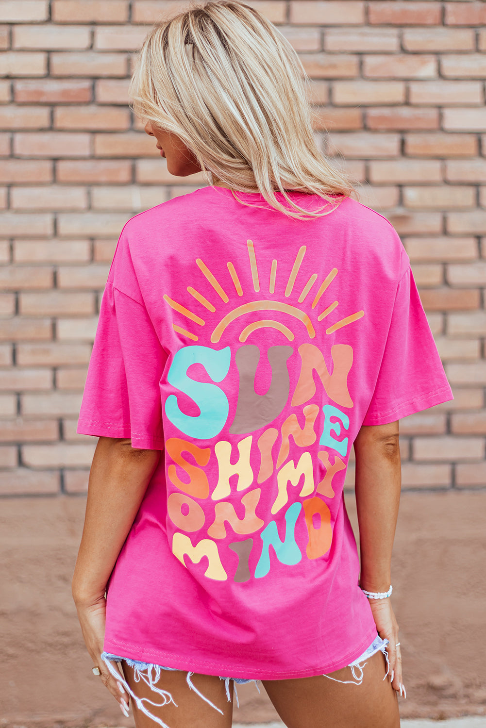 Bright Pink SUNSHINE ON MY MIND Graphic Tee