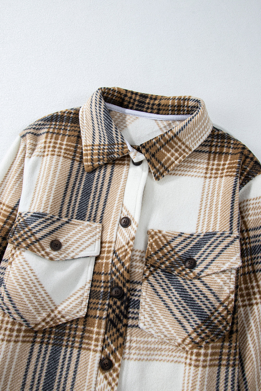 Multicolour Plaid Print Flap Pocket Button Up Shacket