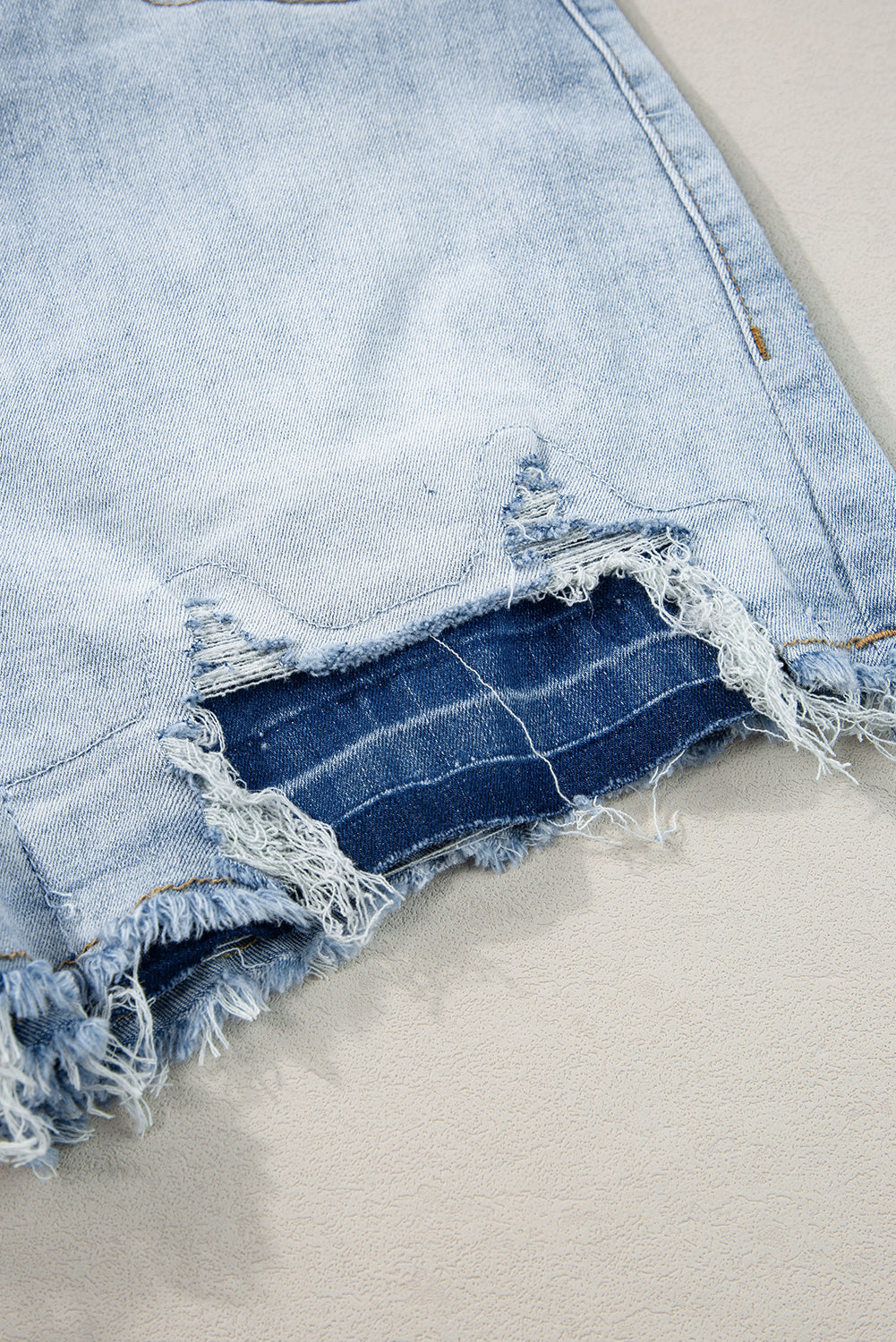 Light Blue Vintage Washed Raw Edge Jean Shorts